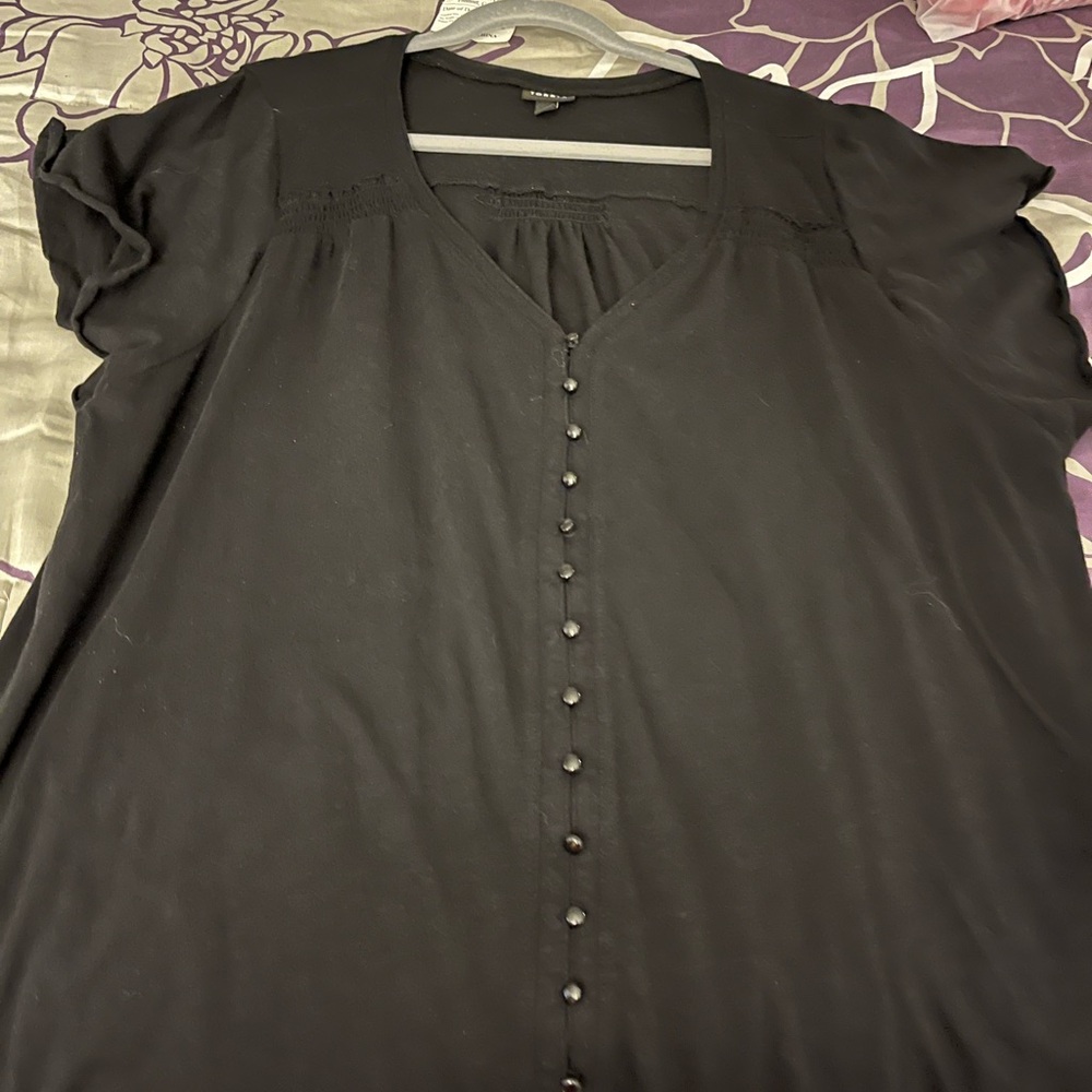 Torrid Black V-Neck Button-Down Blouse